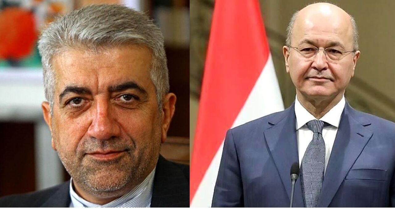 وزير الطاقة الايراني يلتقي الرئيس العراقي برهم صالح في بغداد