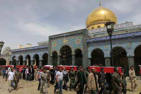 تشييع جثامين 52 من شهداء جريمة الراشدين الأليمة في مرقد السيدة زينب عليها السلام
