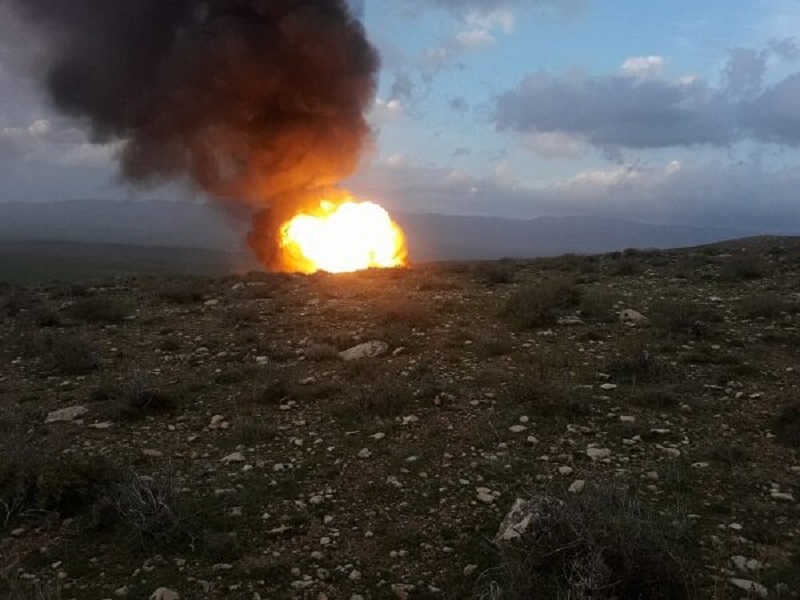 انفجار خط لانبوب الغاز في كرمانشاه غرب ايران